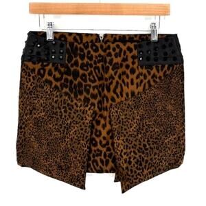 English Rose Cheetah Print Studded Skirt in Brown and Black – Size Medium